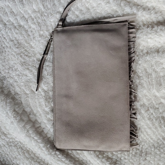 Michael Kors Billy XL Zip Clutch Suede Leather Cement - Picture 2 of 6